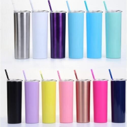 News 20oz Skinny Tumbler 18/8 Stainless Steel Water Bottle Classic Tumbler Vacuum Insulated Beer Cups Travel Mug With Straws