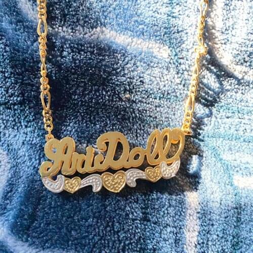 VishowCo New Custom Name Necklace Personalized Women Double Plated Gothic Nameplate Custom Gold Choker Necklace For Women Gift