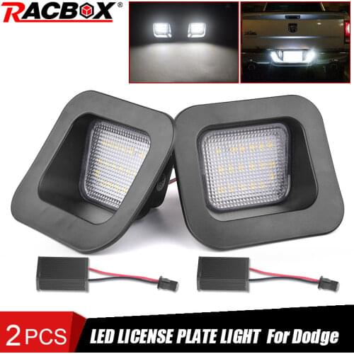 Racbox 2pcs car smoke LED Rear License Plate Lights cold white 5500K for Dodge Ram 1500 2500 3500 2003-2018 auto Accessories