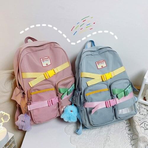 Fashion Color Buckle Backpacks Women Large Capacity Multi-function Leisure Harajuku Students Vintage Safari-style Chic 2021 New