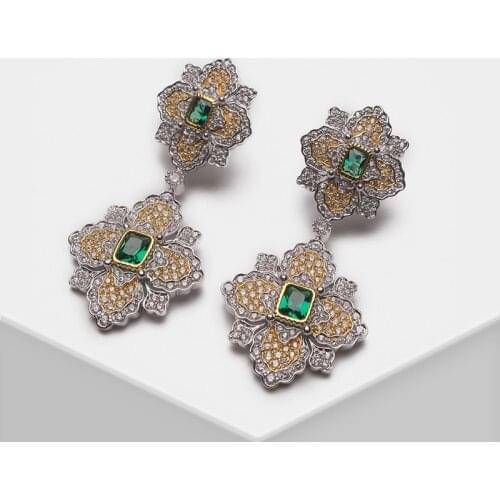Amorita boutique 925 Delicate flower design drop earrings