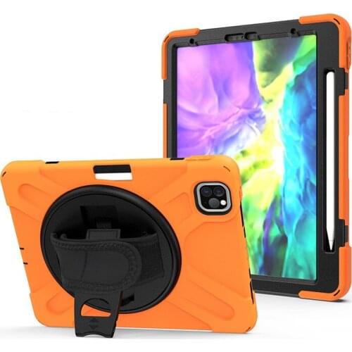Kids Safe Silicone Cover with Pencil Slot and Kickstand for iPad Pro 11 2020/2018 Shockproof Case for iPad Air 4 10.9+Hand Strap