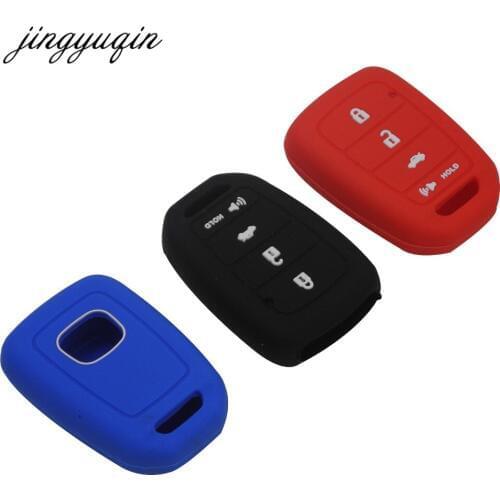 Jingyuqin Silicone Rubber Key Case Cap for Honda Accord Civic CRV Jazz HRV Vezel Remote Fob Cover 3 Button+ Panic