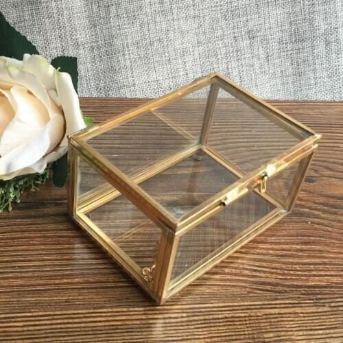 Modern Style Geometric Glass Jewelry Box Table Succulent Plants Container Decor for Wedding Party Home Ornament