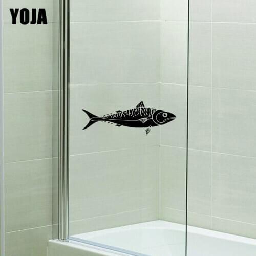 YOJA 8x21.7CM Bathroom Shower Glass Decals Home Accessories Fish Wall Stickers G2-0398