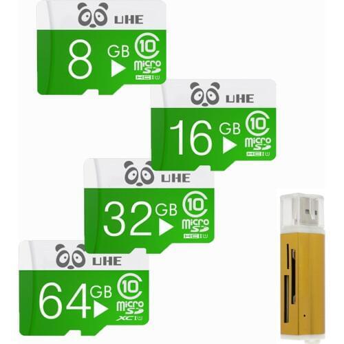 Green Micro SD 32GB memory card 64G class10 microsd tf carte 16GB 8GB 4GB flash memory with card reader mini gifts