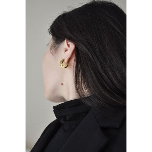 Brass With 18K Gold Geo Statement Earrings Women Jewelry Punk Party Gown Runway Rare Korean Japan Boho Hiphop