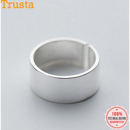 Trusta Genuine 100% 925 Sterling Silver Smooth Surface Open Finger Sizable Ring For Women Girls Wedding Jewelry Gift DS2237