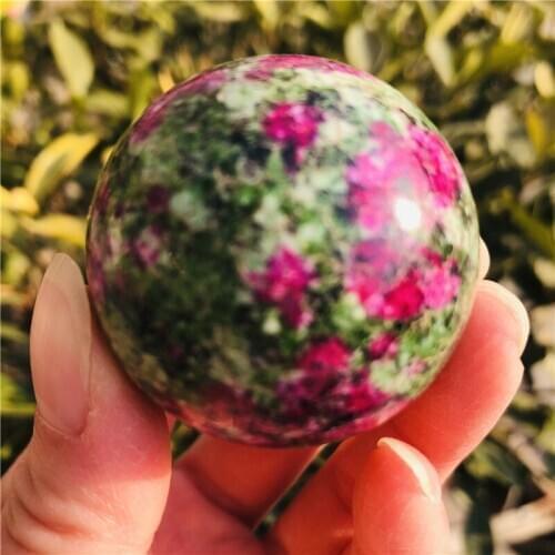 40MM Natural Red green treasure Crystal Sphere Ball Healing