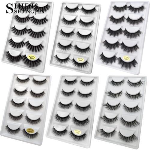 SHIDISHANGPIN 5 pairs mink eyelashes natural 3d mink lashes mink false lashes false eyelashes full strip lashes cilios faux cils