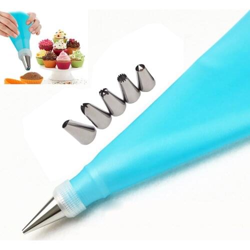 8Pcs/Set Silicone Icing Piping Cream Pastry Bag Stainless Steel Nozzle Pastry Tips Converter DIY Cake Decorating Tools