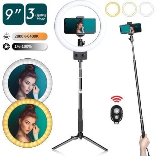 9inch Mini LED Vertical Dimmable Desktop Ring Light With USB Plug Tripod Stand For YouTube Video Live Photo Photography Studio