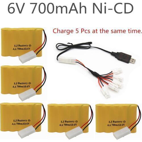 6v 700mah AA NI-CD Battery with charger High capacity electric toy battery Remote car ship robot rechargeable 6 v 700 mah