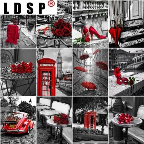 LDSP Tapestry Full Square Diamond Painting Black White 5D DIY Diamond Embroidery Sale Landscape Rhinestone Picture Home Decor