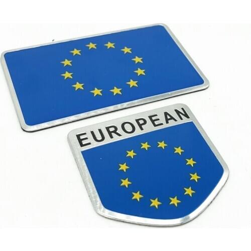 3D Aluminium Alloy European Flag Emblem Badge National Flags Car Sticker Decal Accessories For Toyota Honda Nissan Mazda Audi VW