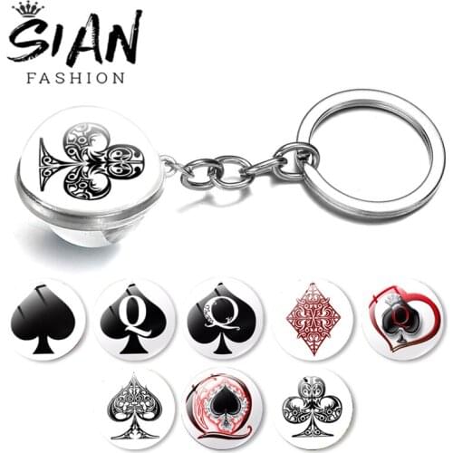 SIAN Peach Heart Letter Q Queen Metal Keychain Clear Crystal Double Side Glass Ball Keyring Car Keychain Bag Accessories Trinket