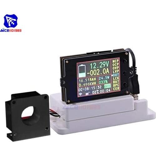 Diymore VAC8010F 80V 500A 2.4 inch LCD Display Wireless Voltage Ammeter Cullen Battery Capacity Watt Meter Tester with Hall Coil