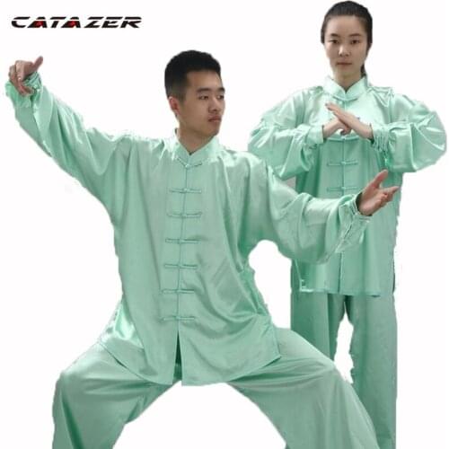 Shiny Satin Tai Chi Uniform Wushu Kung Fu Martial Arts Suit Wing Chun Jacket and Pants Martial Arts Uniform