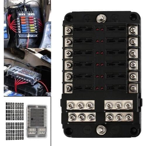 12 Way 24 Fuse Box Circuit Standard Blade Block Holder Car Boat DC 12V-32V US