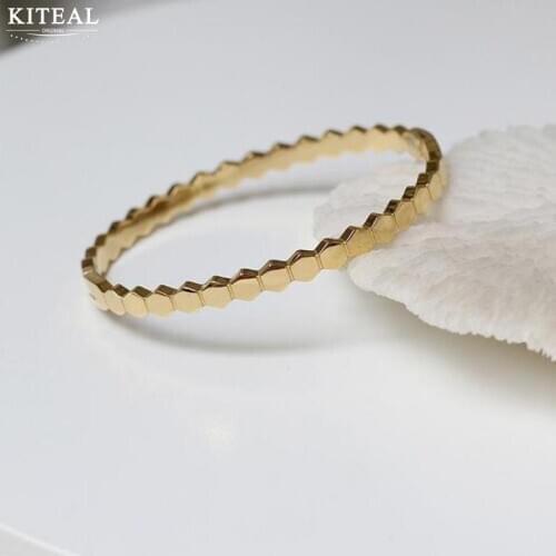 KITEAL couple gift Gold color Goddess bangles Simple, stylish hexagon Wedding Bracelet accessories for jewelry
