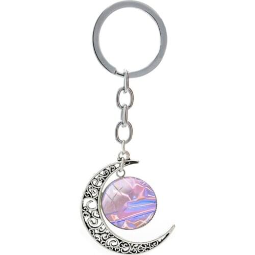 Laser Patterns Art Texture Key Rings For Men Tools New Summer Photo Moon Pendants Keychain Classic Science Jewelry