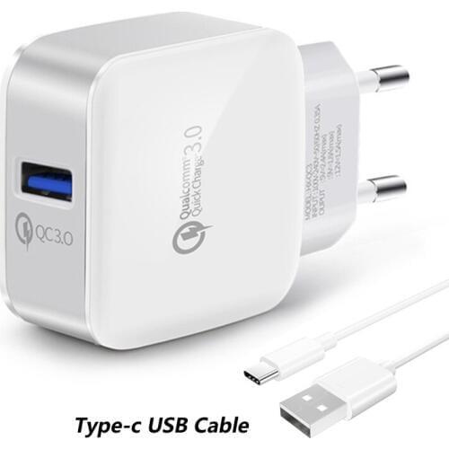 Quick Charge 3.0,18W Travel Fsat Charger USB Type C Charging Cable For LG G6/5 V30/20,Moto Z/Z2 Play Force,Sony Xperia X Premium