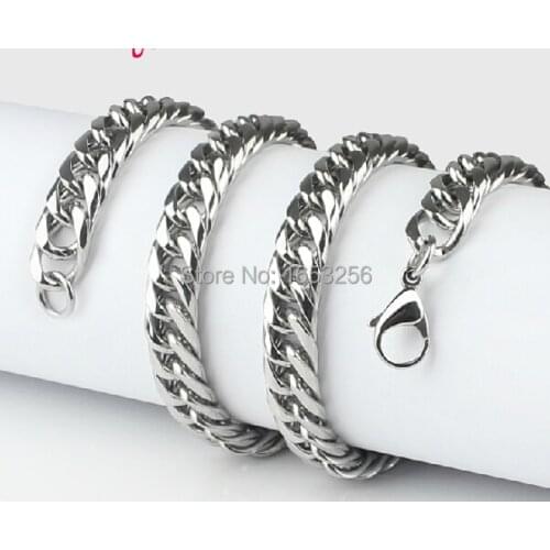 10mm 24'' High Polished smooth cowboy Curb Link Chain Necklace Stainless Steel Mens Jewelry