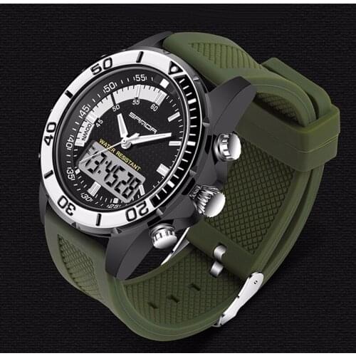 Brand SANDA Watches Men Sports Watches LED Display Digital Analog Quartz Wristwatches Rubber Strap Watches Men Montre Homme 003