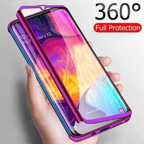 PC 360 Degree Body Hard Plastic Phone Case For Samsung Galaxy A21S A31 A71 A51 J8 J6 J4 1018 With 9H Glass Shockproof Case Cover
