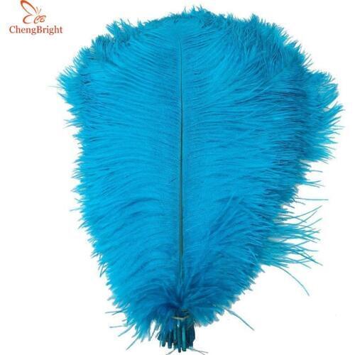 ChengBright 100Pcs/Lot Sky blue Ostrich Feathers For Crafts 15-70CM Carnival Costumes Party Home Wedding Decorations Plumes Diy