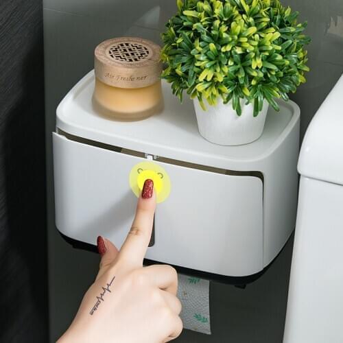 Bathroom Toilet Paper Holder Waterproof Wall Mounted for Toilet Paper Tray Roll Paper Tube Storage Box Tray Tissue Box Shelf
