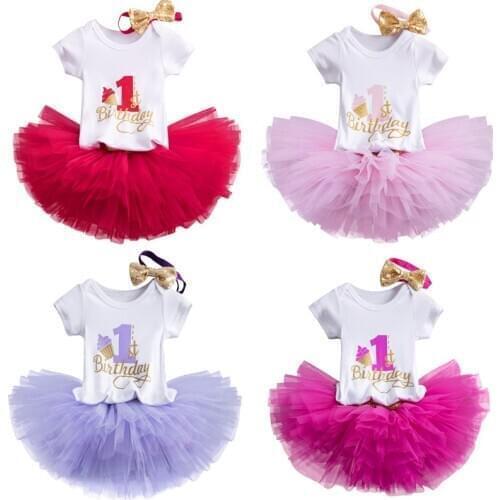 Kid 1st Birthday Dress for Baby Girl Todller Summer Sets Outfits Clothes Sets Tutu Fashion Clothing Kids Baby Girls Clothes Sets