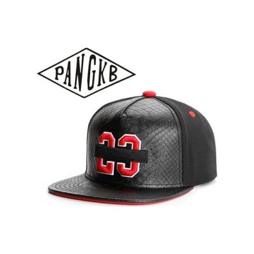 PANGKB Brand BANNED CAP Black Leather cotton 23 snapback hat hip hop Headwear men women adult outdoor casual sun baseball cap