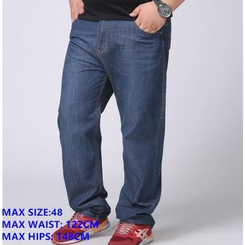 Classic Plus Size Jeans Men 140KG Extra Large Size 42 44 46 48 Male Denim Trousers Straight Loose Style Casual Cowboy Pants Mens
