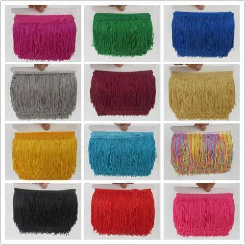 Beatiful 10meter/lot Lace Fringe Trim 10cm Wide Tassel Fringe Trimming For DIY Latin Dress Stage Clothes Accessories Lace Ribbon