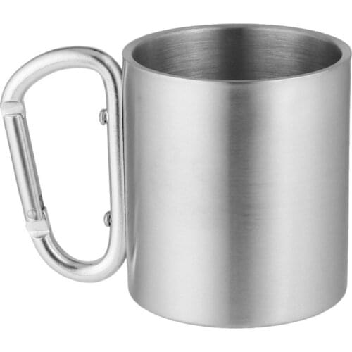 304 Stainless Steel Cup For Camping Traveling Outdoor Cup Double Wall Mug With Carabiner Hook Handle Hot