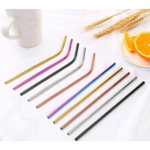 Reusable Metal Drinking Straws 304 Stainless Steel Sturdy Bent Straight Drinks Straw Kawaii Colourful Environmental Protection