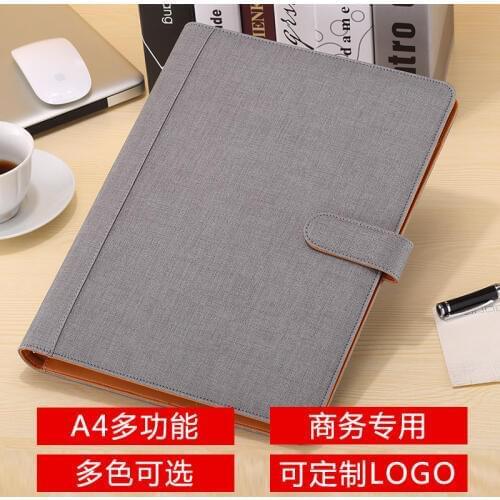 Fashion PU leather file folder for documents a4 for papers ring binder artificial leather a4 with signature pen 1163