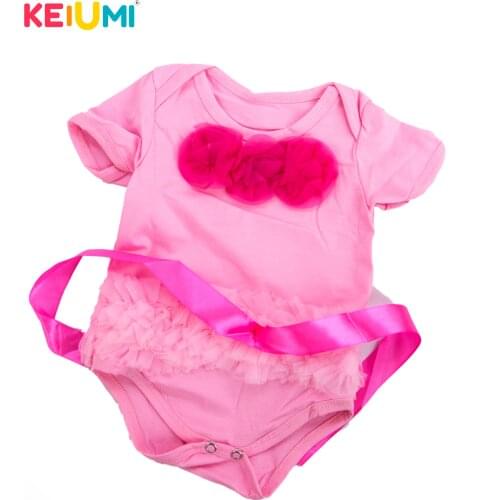 Fashion 55-57 cm Baby Rompers Clothing For Girls 3 Flowers Pink Baby Clothes Suit For 22-23 Inch Reborn Dolls Accessories