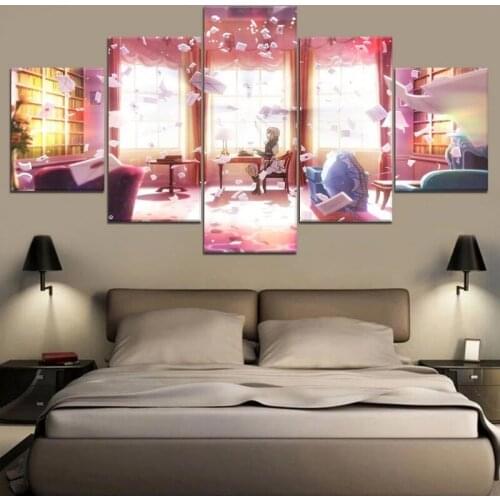 Wall Art Canvas Paintings Violet Evergarden 5 Piece Anime Prints Posters Modular Home Decor Pictures Living Room