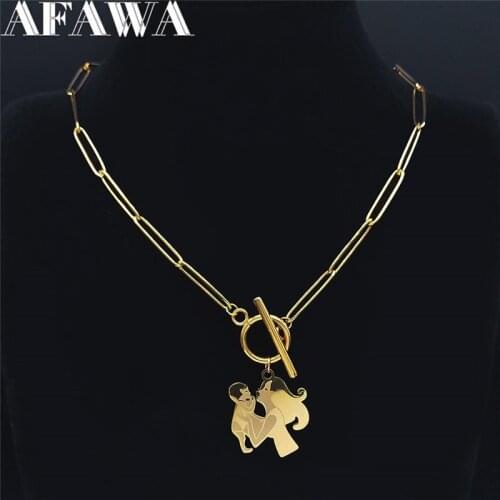 2021 Fashion Family Mom Baby Stainless Steel Punk Chain Neckless Gold Color Necklaces Jewelry collar acero inoxidable N538S01