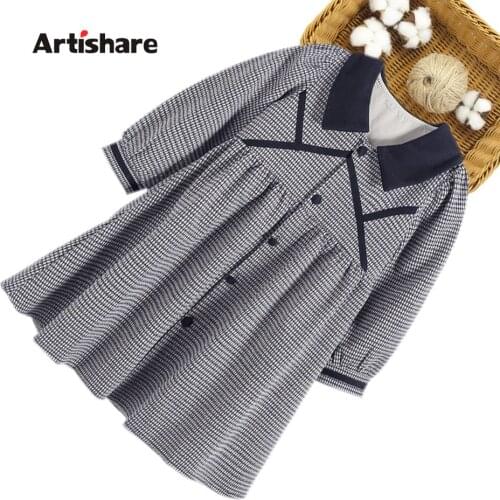 Girl Dress Long Sleeve Party Girl Dress Plaid Pattern Dress Kids Spring Autumn Girls Clothing 6 8 10 12 14
