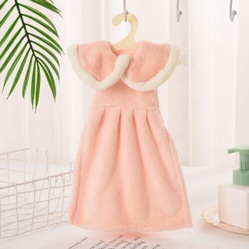 Drying quick towel Lovely Dress Super Absorbent Microfiber Fabric Coral Velvet Bathroom Kitchen Hanger Hand Towel