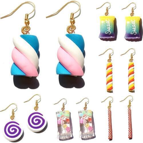 Earring For Women Resin Drop Children Custom Made Handmade Cute Girls Cotton Candy Gift Funny