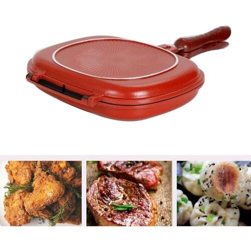 Non-Stick Frying Pan Double-Sided Barbecue Cooking Tool Baking Steak Grill Frying Pan Reliable Cookware Suitable for Home