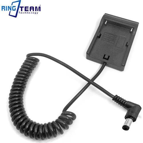 Spiral Cable NP F970 F550 FM50 VW VBD1 Battery Holder Adapter Plate DC 5.5*2.5mm Angled Connector for Monitor Light Lamp Camera