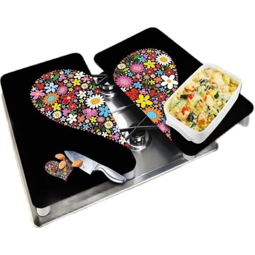 Glass Cutting Board and Cooker Protective 2 pcs Cutting Board Heart Patterned Glass Cutting Board The Induction quarries 30x52 cm