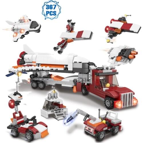Technical 8-in-1 Aircraft Transporter Assemble Building Blocks Ideas Airplane Model Air Force Series Brick Diy Toys Boys Gifts