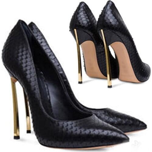 Black Snake Heels Women Pump Shoes Spring Pointed Toe Stilettos Lady Sexy Pumps Wedding High Heels Shoes Womens Shoes