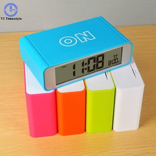 Intelligent Flip Alarm Clock Digital Electronic Top Touch Sensor Watches Luminous Snooze Bedside Clocks Rechargeable Desktop